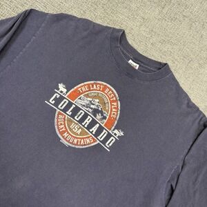 Colorado Rocky Mountain National Park Shirt 2XL Blue Moose Long Sleeve‎ Tee 2000